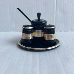 Vintage West Germany single service salt and pepper mustard condiments plate